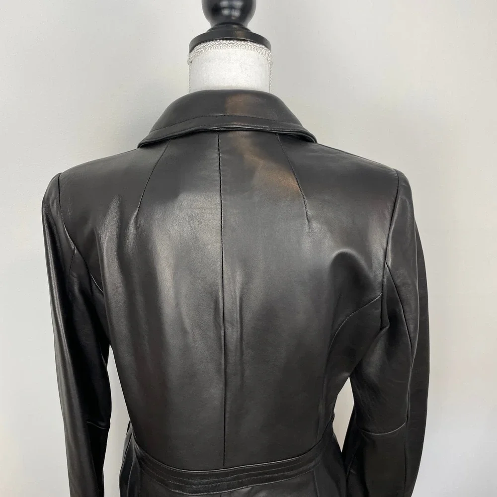 Neiman Marcus Lamb Leather Blazer Jacket In Black Size Large